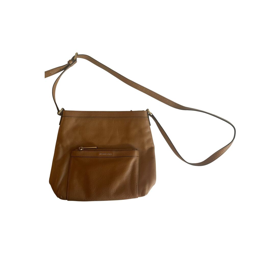 Michael Kors Vintage Leather Messenger Bag Saddle Brown Handbag Purse Designer